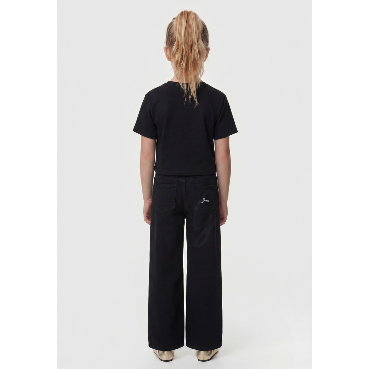 Pantalon Denim Wide-Leg noir, GUESS KIDS