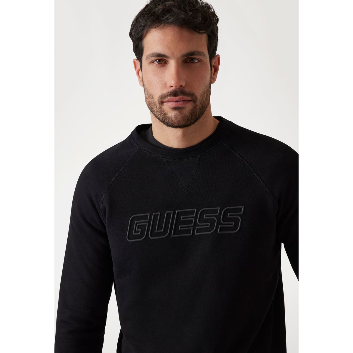 Sweat-Shirt Logo Frontal noir, GUESS