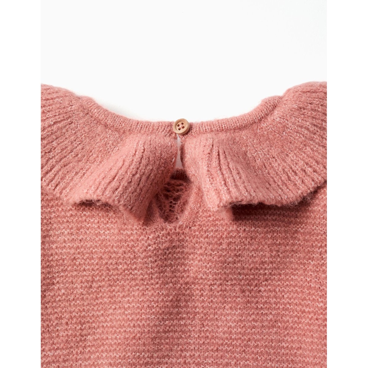 Pull en maille ajourée avec col à volants rose, ZIPPY