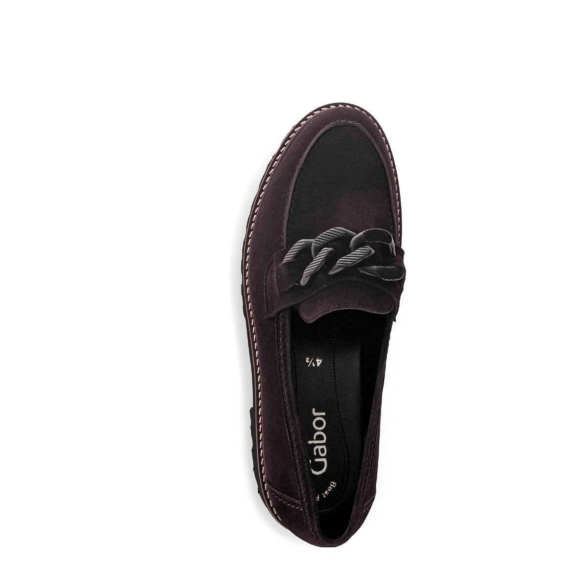 Mocassins en cuir à talon décroché marron velours, GABOR