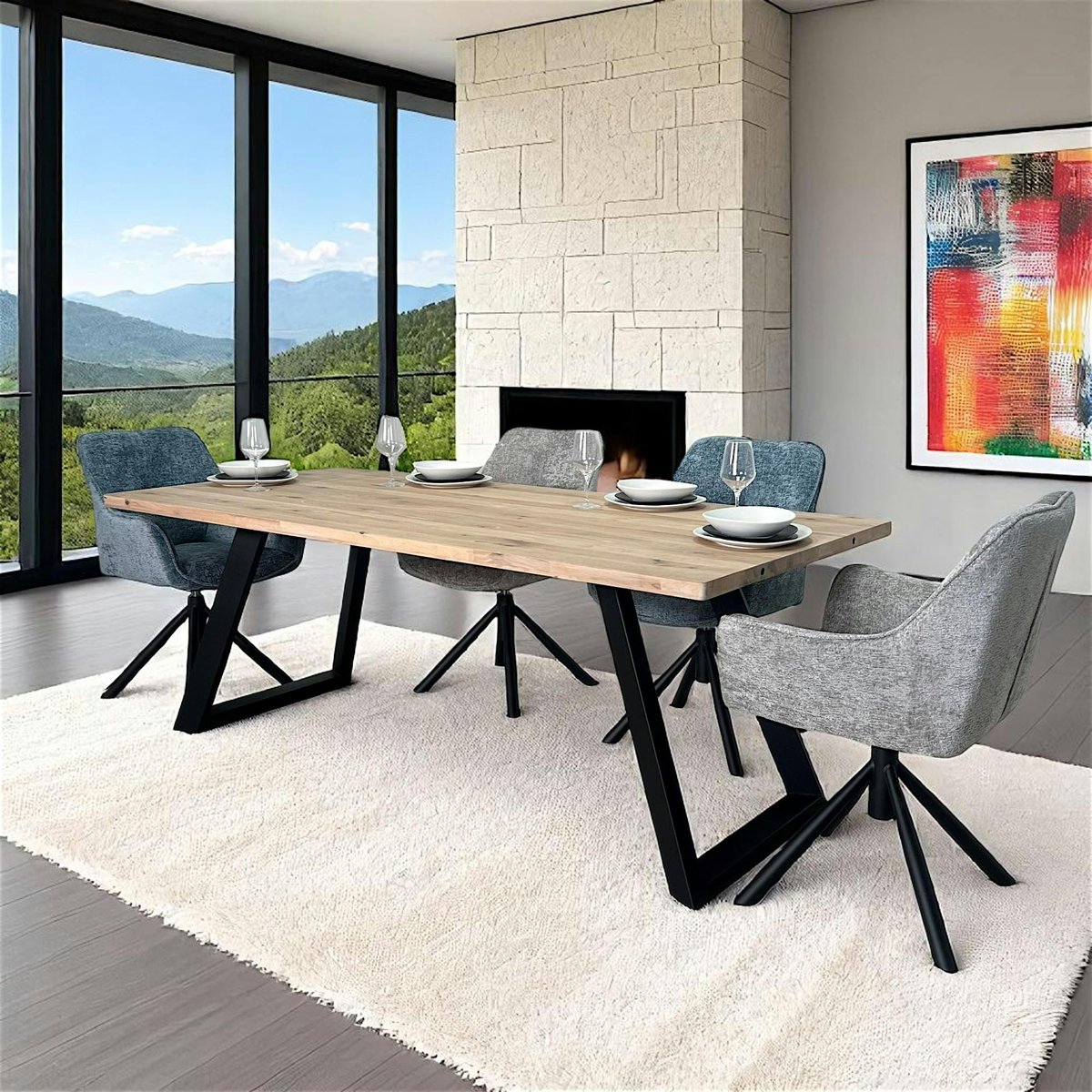 Table à manger extensible bois blanchi 200 cm COSTENTA bois naturel, PIER IMPORT