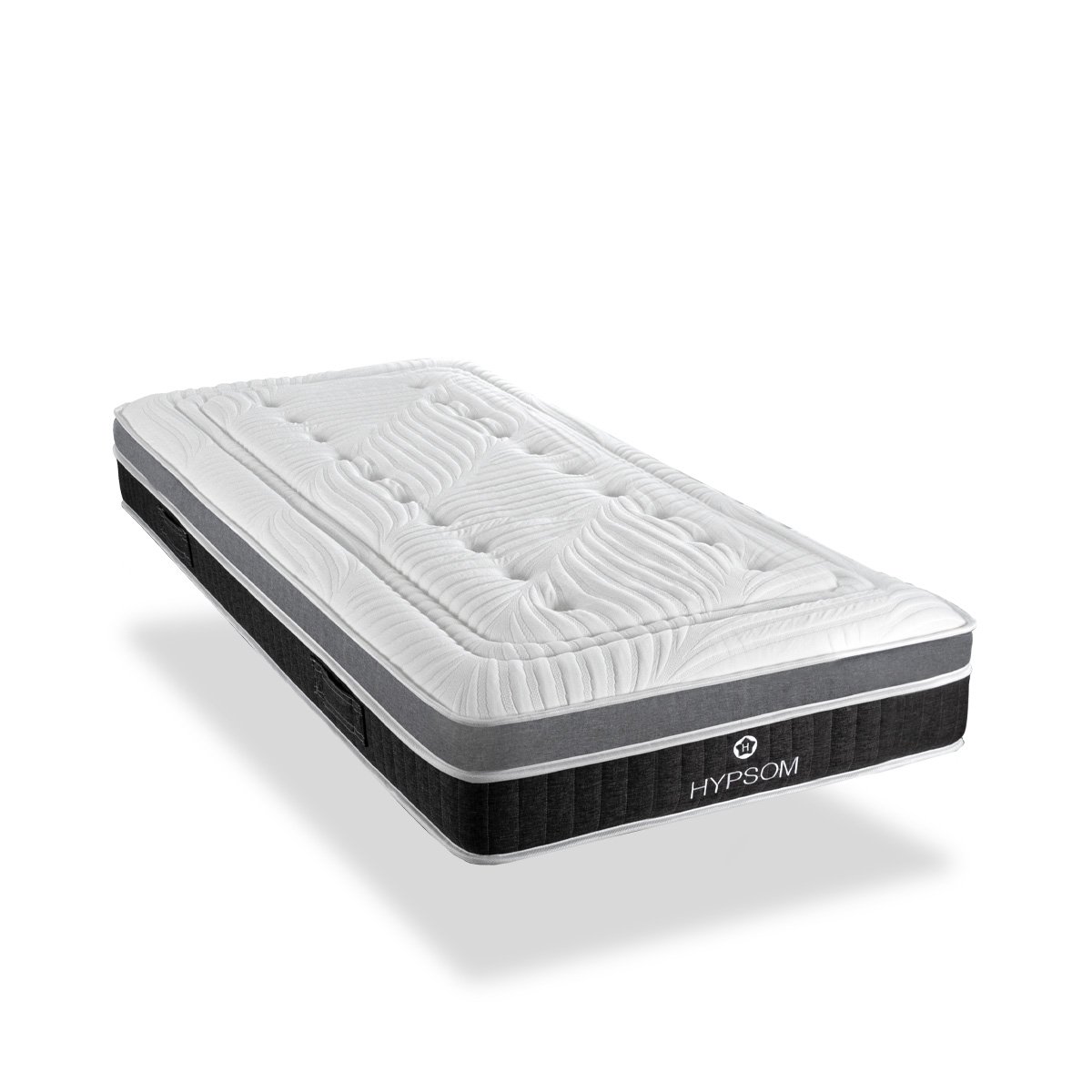 Ensemble ELEGANCE place Matelas Mémoire de forme + Sommier Bois blanc, HYPSOM