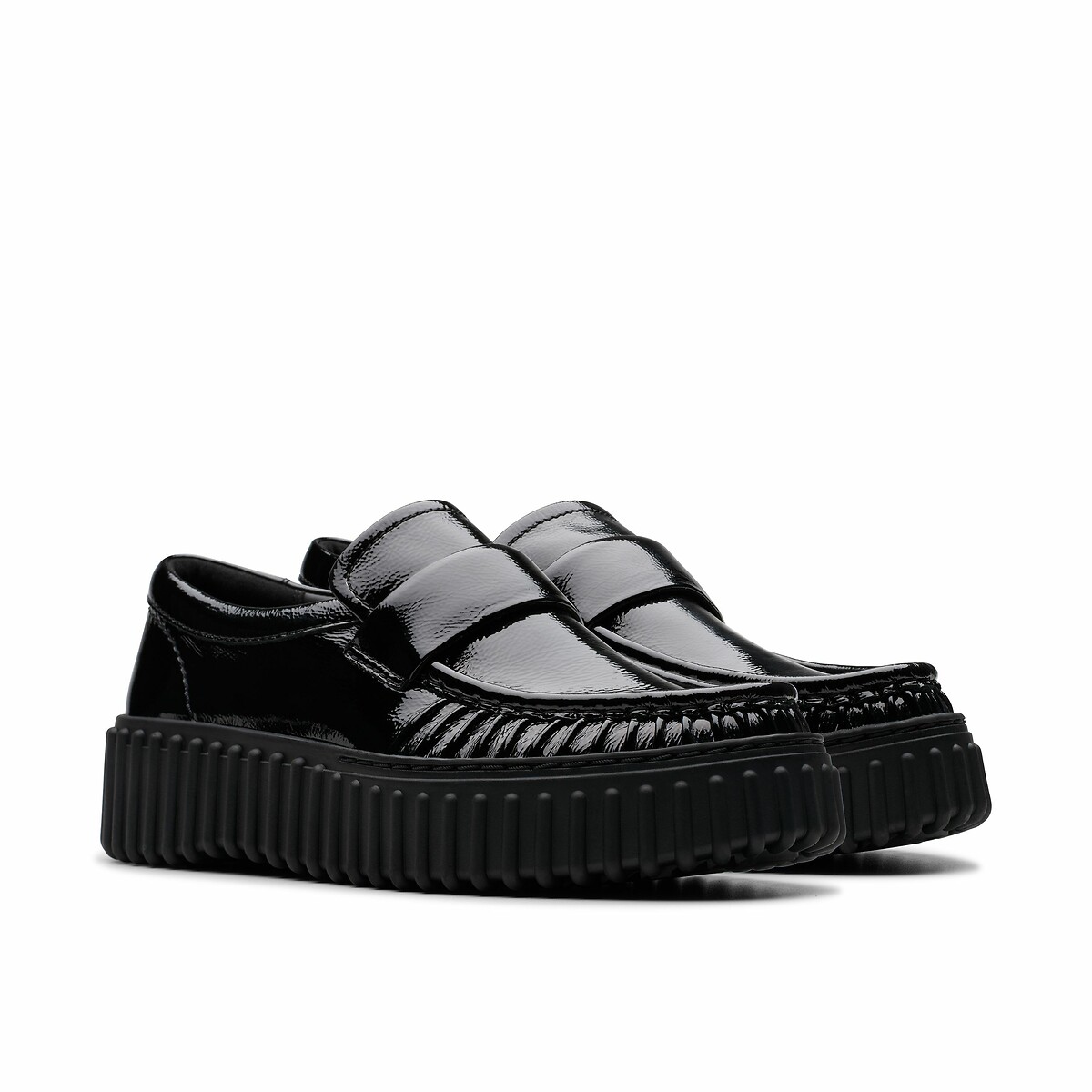 Mocassins en cuir verni Torhill noir verni, CLARKS