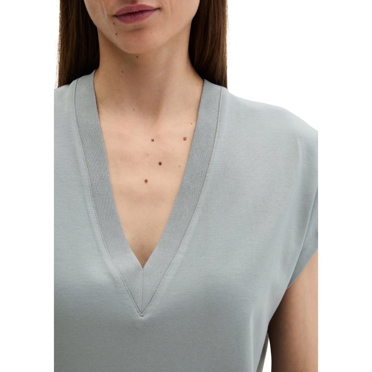 T-shirt à col en V relaxed avec TENCEL™ Modal gris, MARC O'POLO