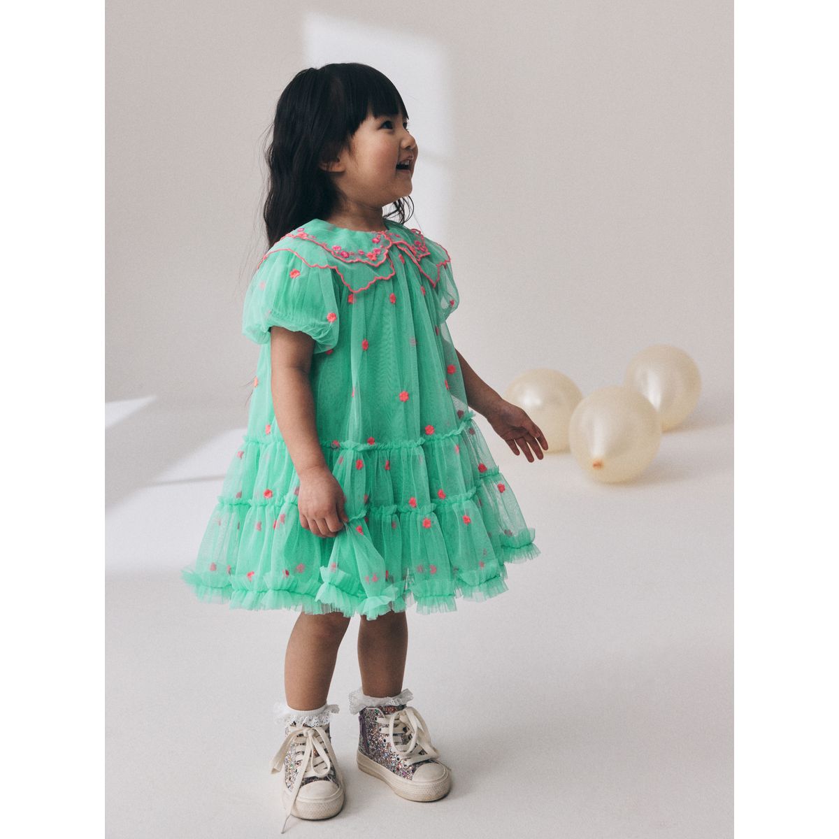 Robe en mesh brodée pour grandes occasions bleu sarcelle, NEXT