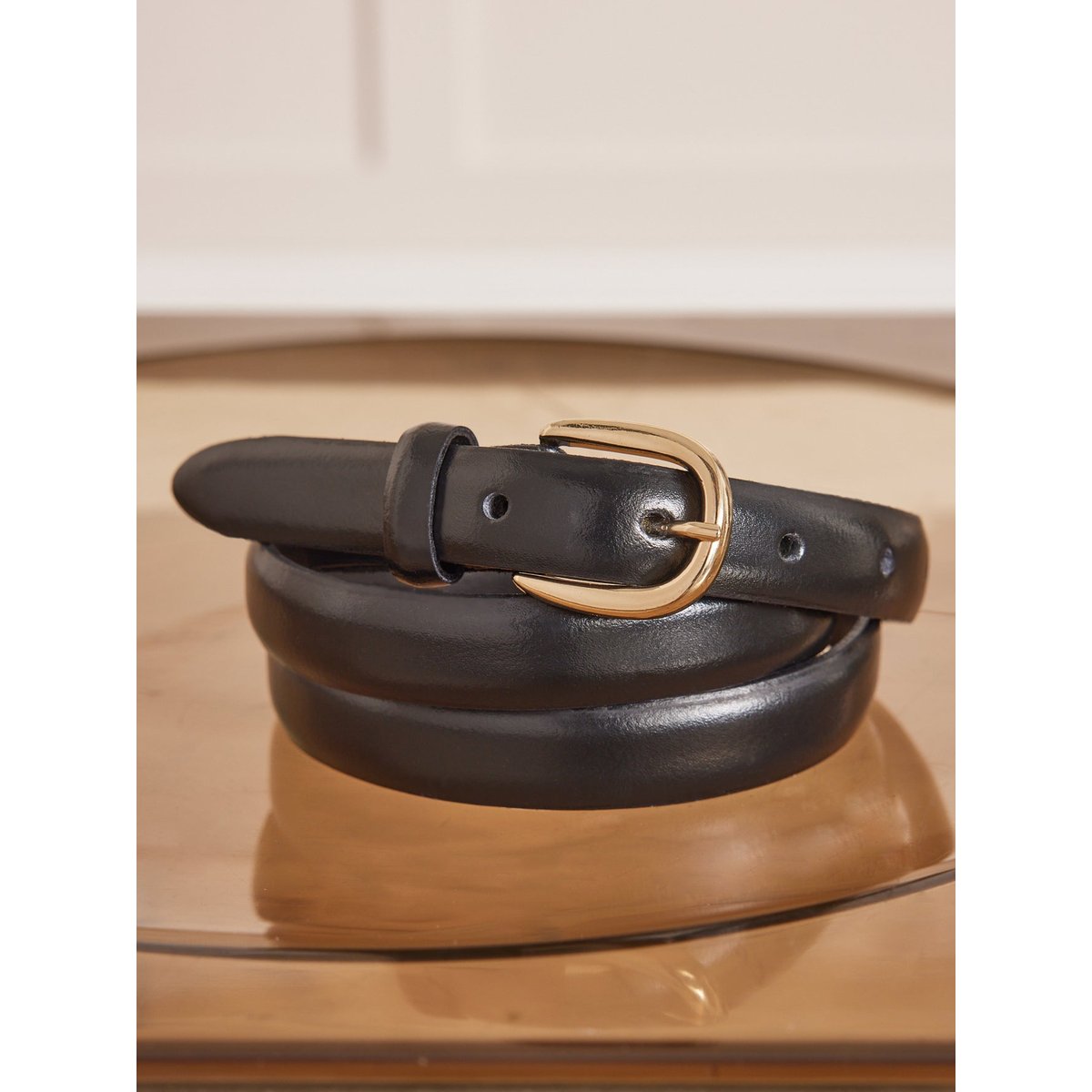 Ceinture fine cuir noir, CYRILLUS