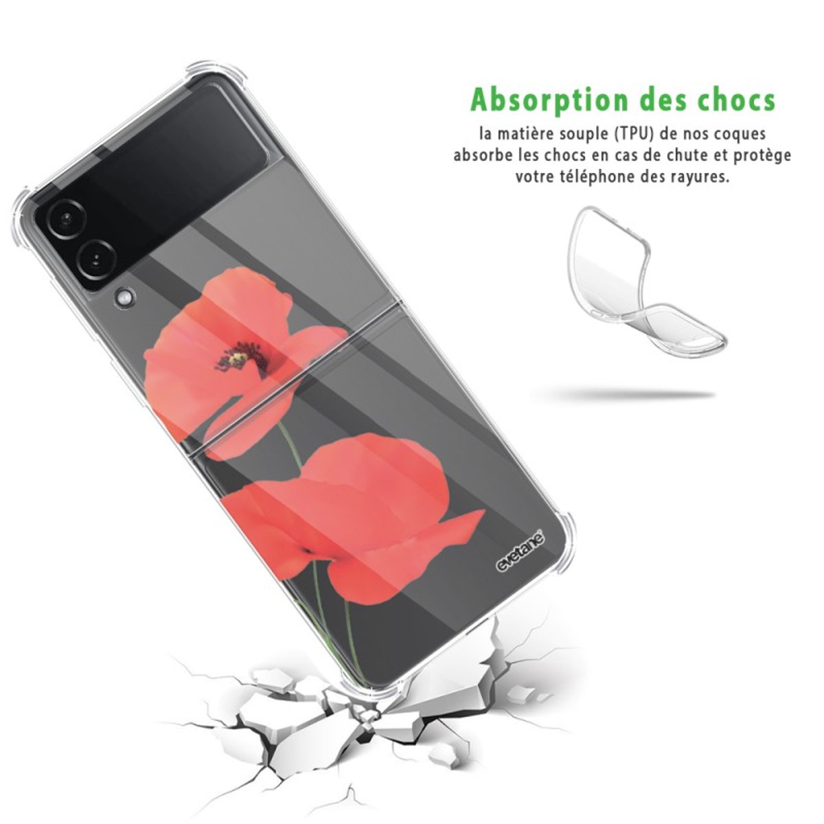 Coque souple renforcée Coque Galaxy Z Flip 4 coquelicot, EVETANE