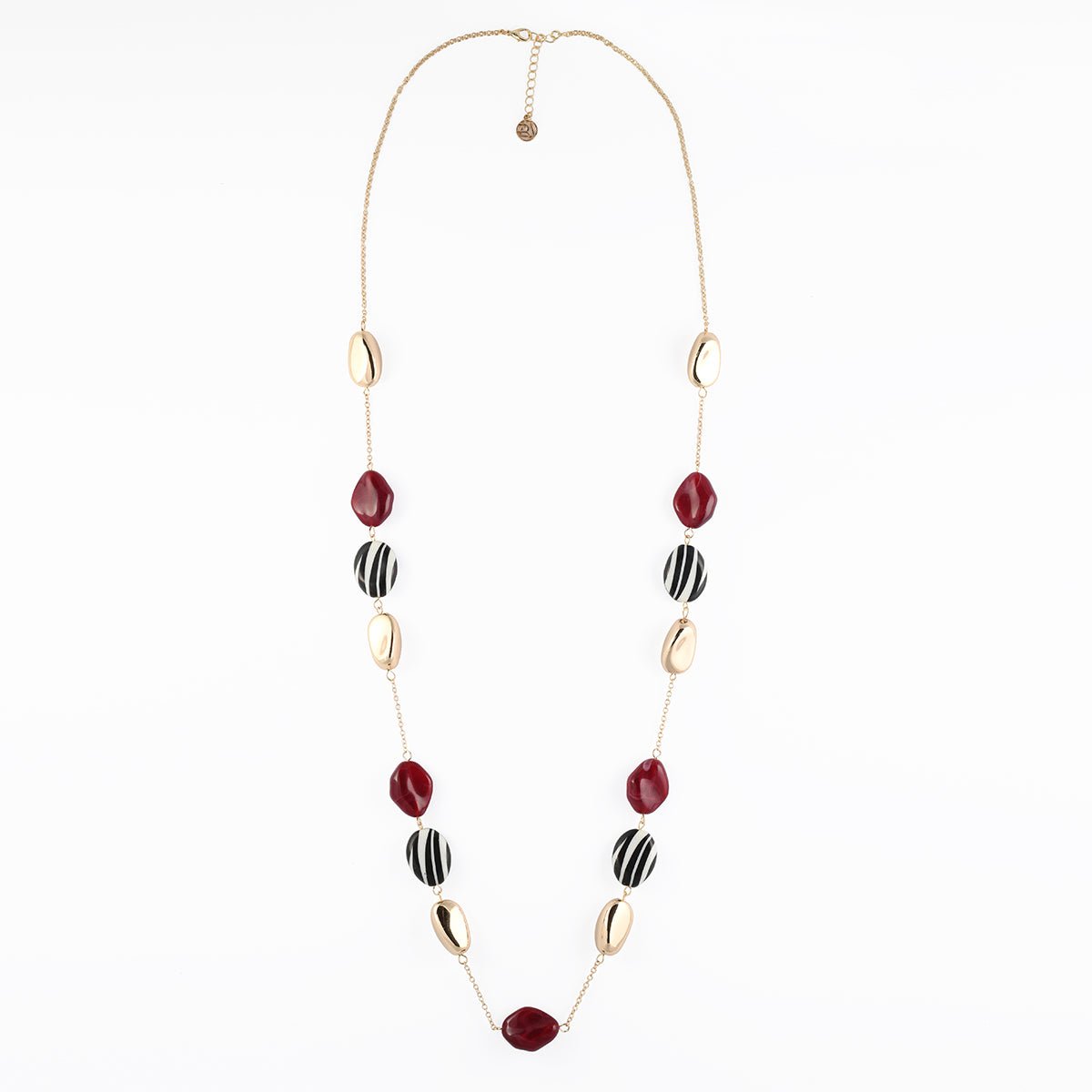Sautoir à perles motif zèbre et bordeaux bordeaux, BALABOOSTE