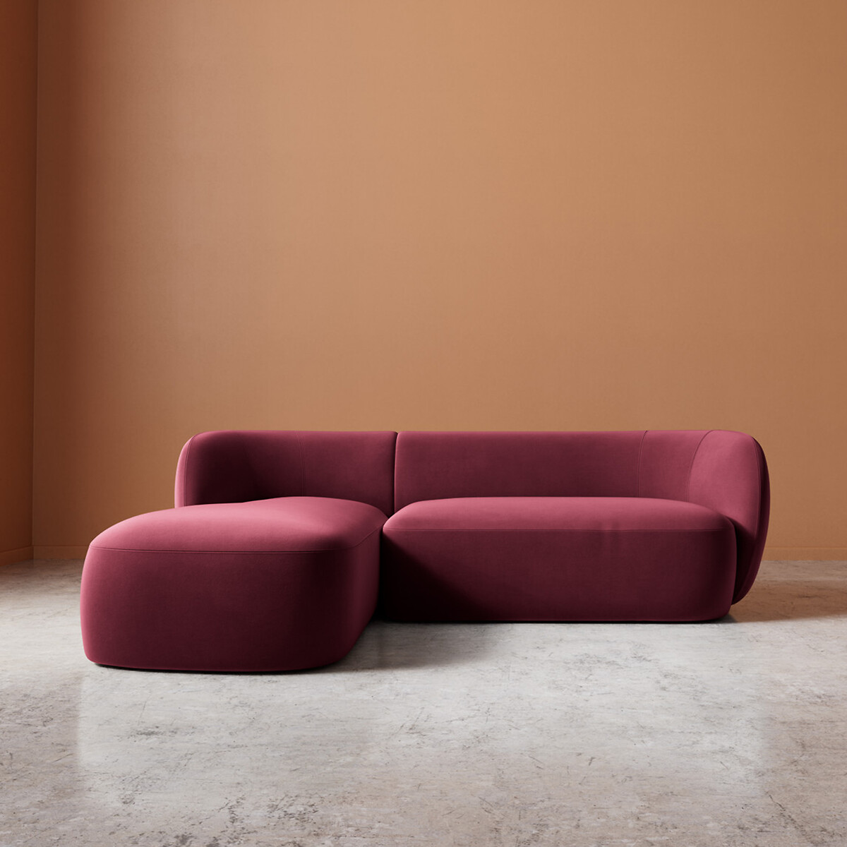 Alban Easy Velvet Corner Chaise Sofa burgundy, SWOON