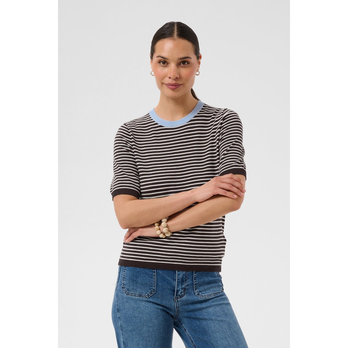 Pullover tricoté marron beige coffee bean/turtledove - blue fog, KAFFE