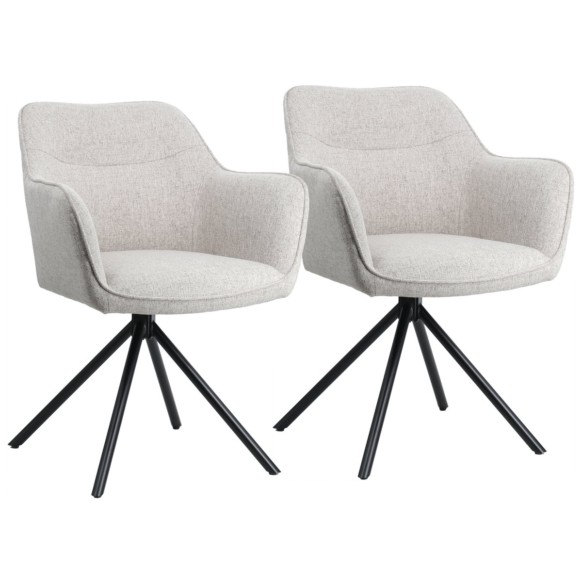 Lot de 2 chaises en tissu bleu, DANNA gris, noir, HAPPY GARDEN