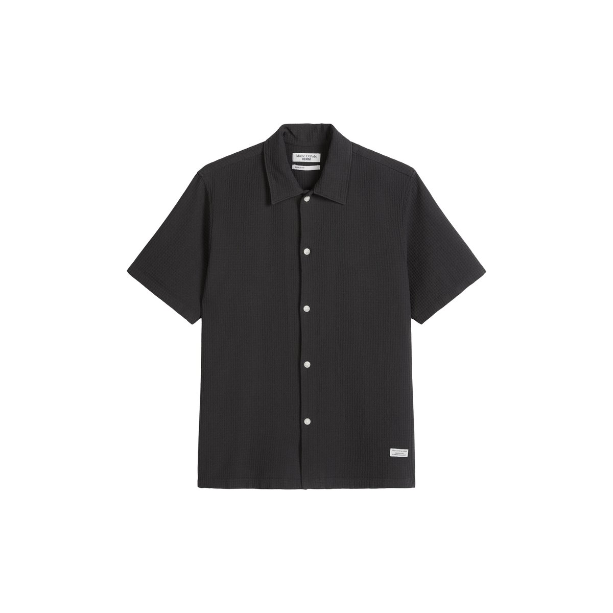 Chemise à manches courtes regular avec structure à carreaux gris foncé, MARC O’POLO DENIM