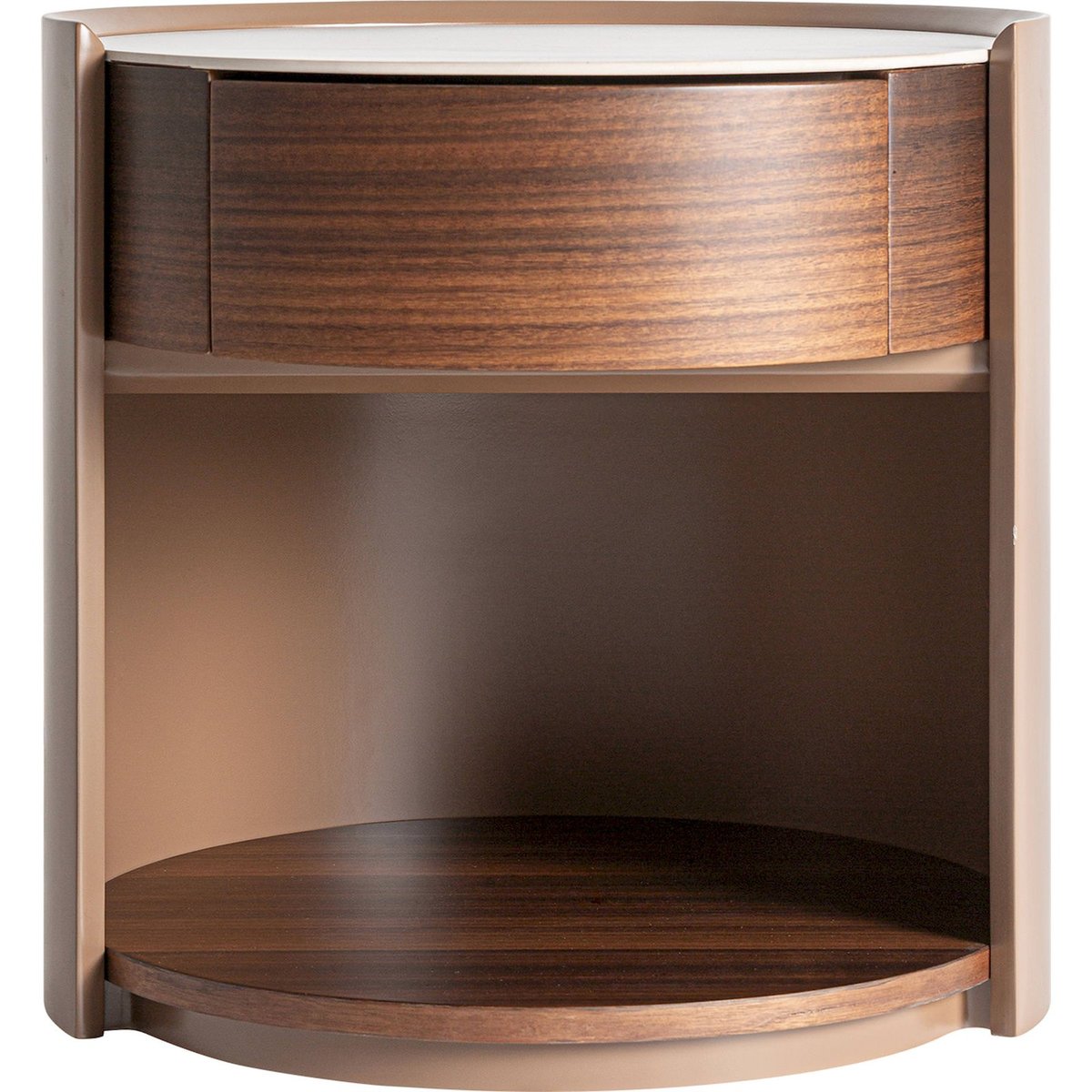 Table de chevet en bois style art déco marron chêne finition teintée blanche, RECOLLECTION