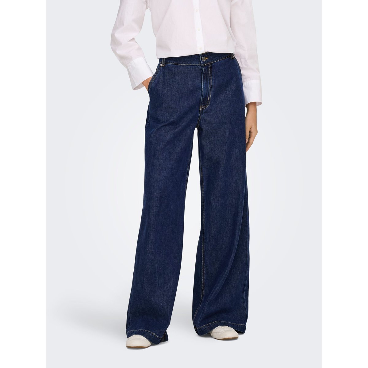 Jean À Jambe Large dark blue denim 1, ONLY
