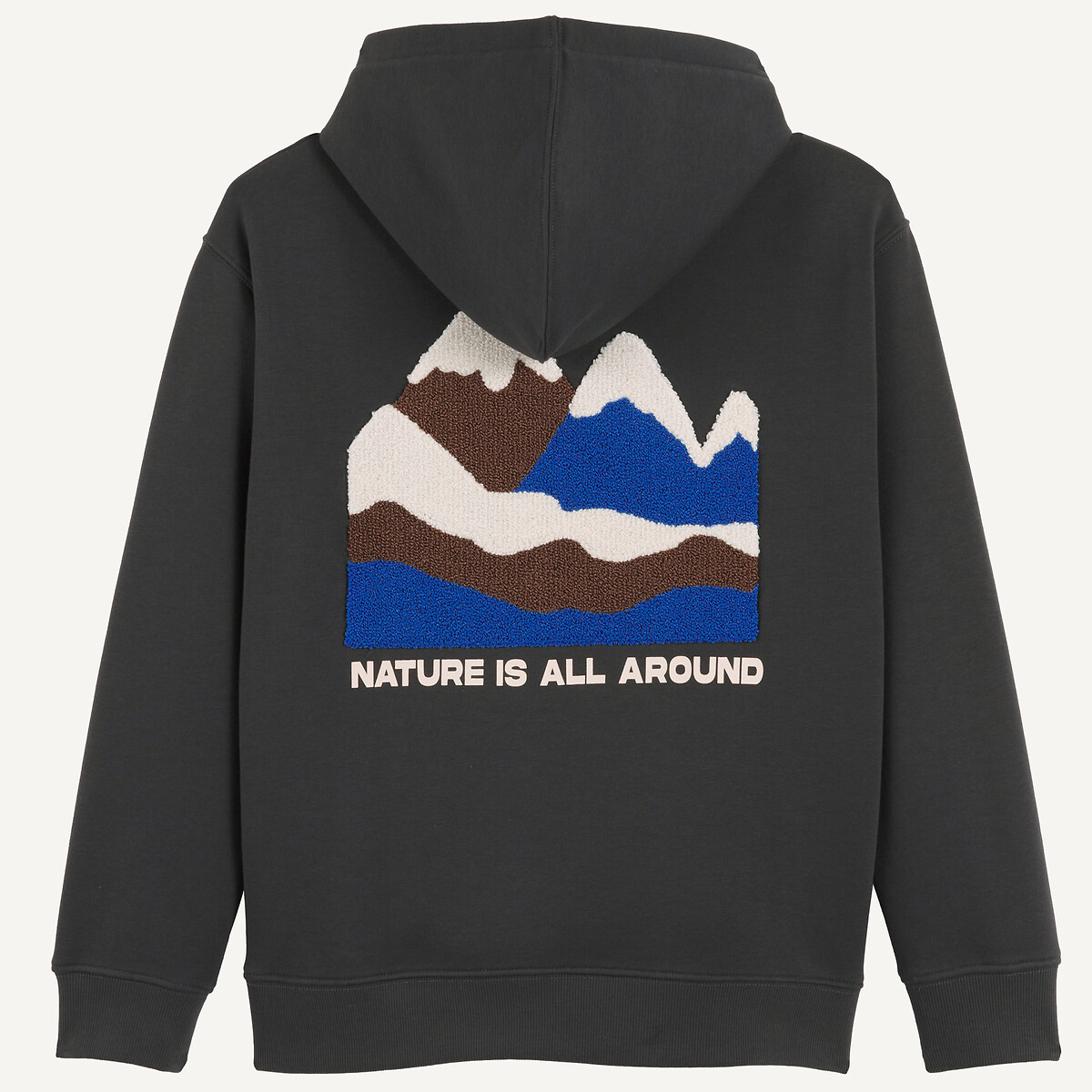 Kapuzen-Sweatshirt, vorne und hinten gemustert, aus Molton anthrazit, LA REDOUTE COLLECTIONS