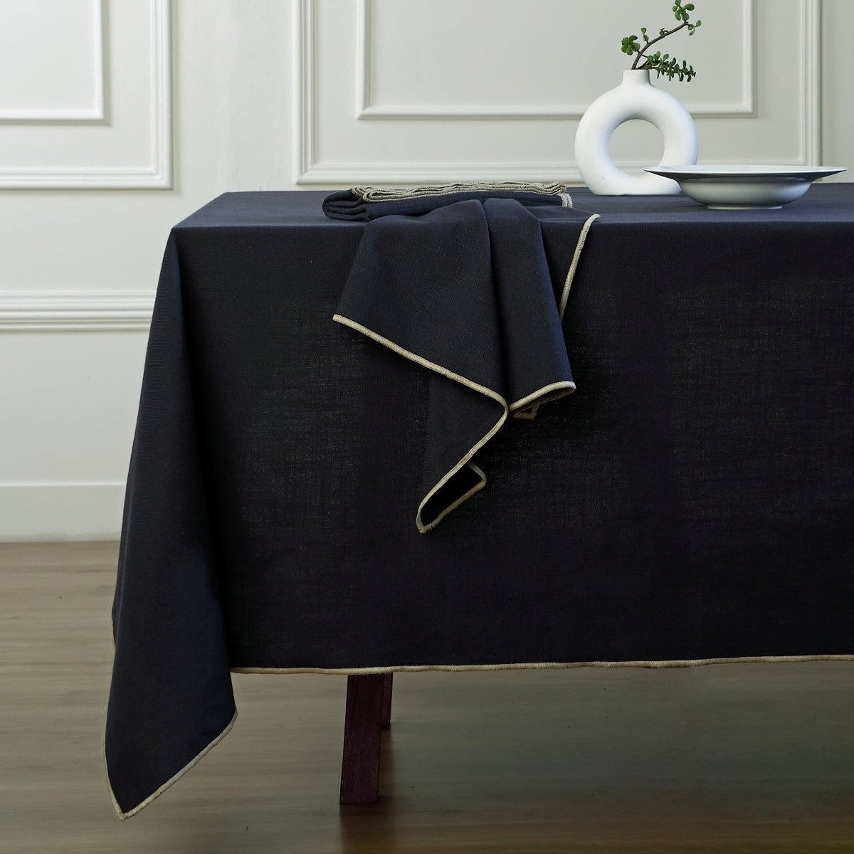 Nappe toile de coton JULES fusain / sable, FEBRONIE