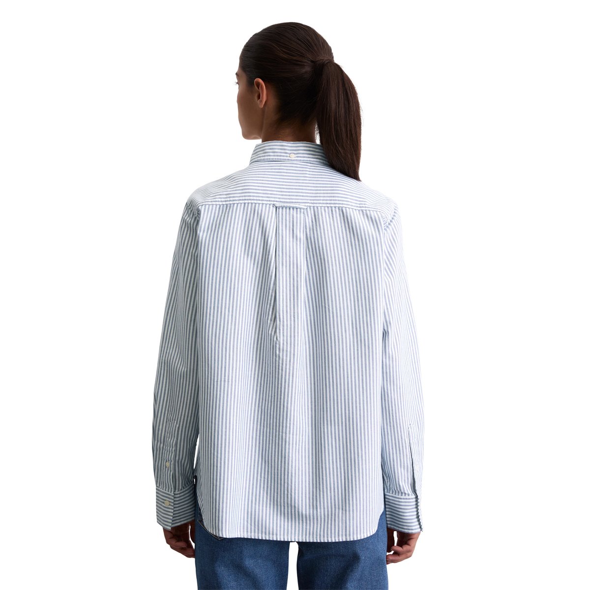 Blouse à rayures regular en coton Oxford bleu fooncé, MARC O'POLO