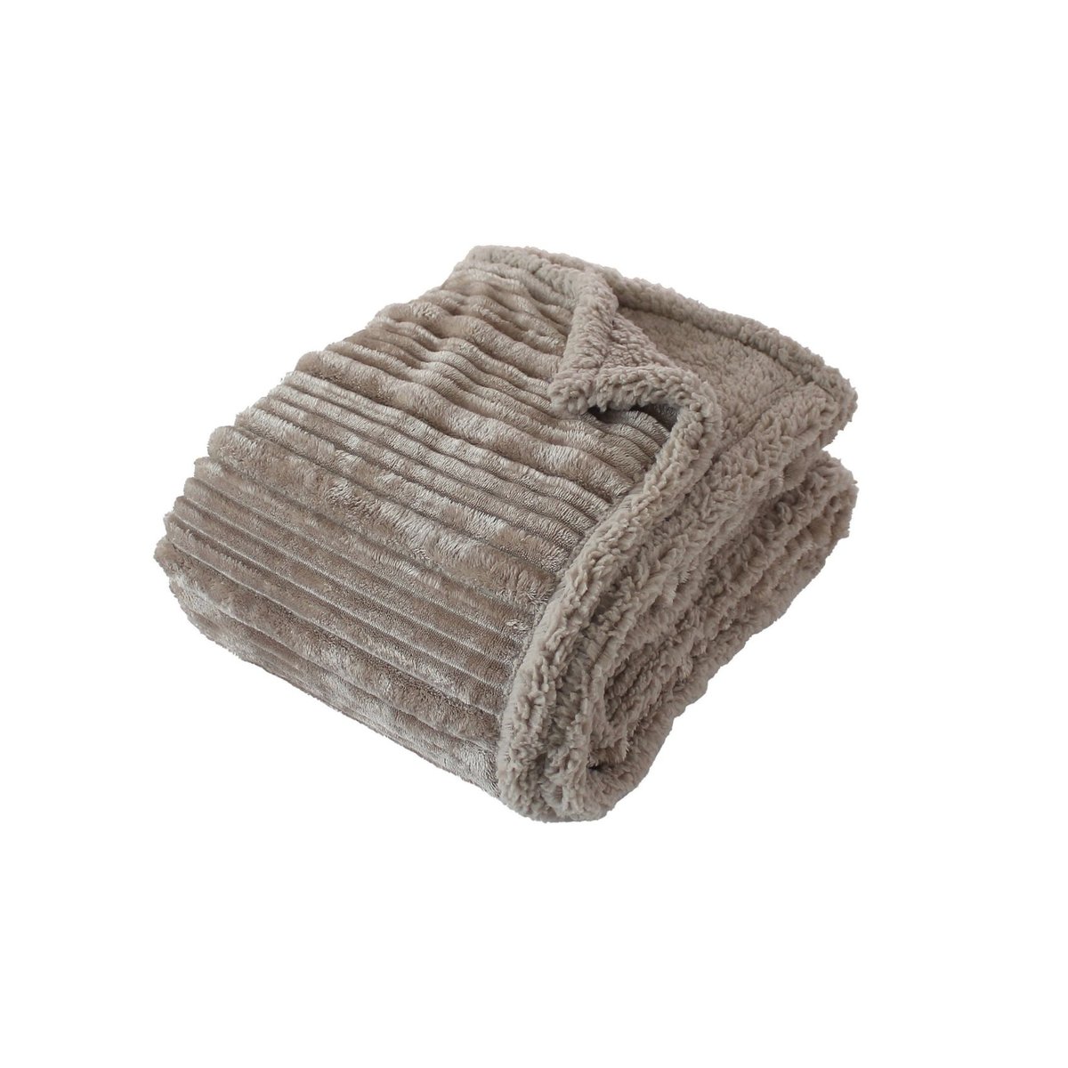 Plaid cotelé sherpa/flanelle beige, HOME MAISON