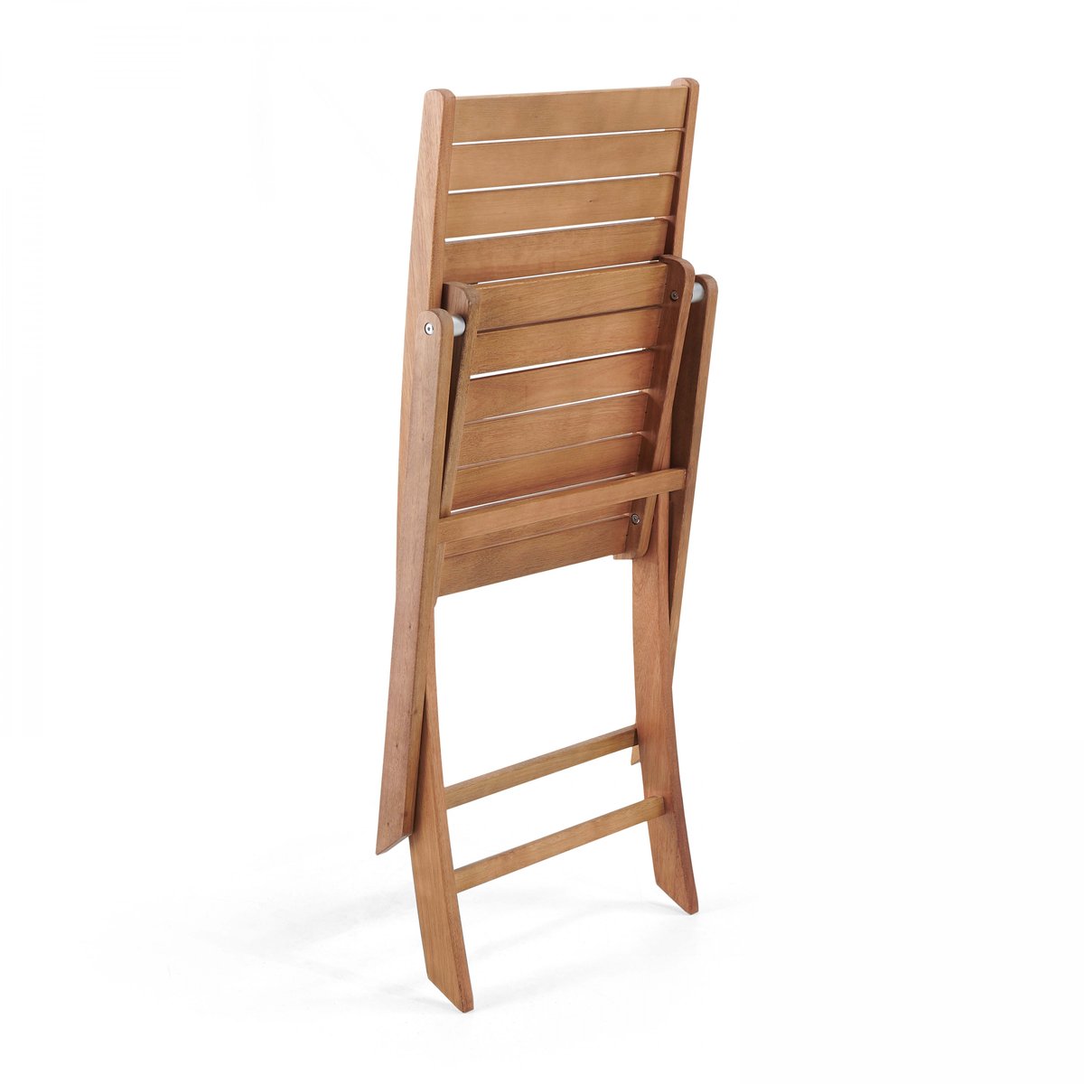 Lot de 2 chaises pliantes eucalyptus, CANET marron, OVIALA