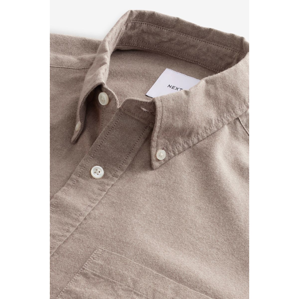 Chemise oxford brossé à manches longues couleur pierre naturelle, NEXT