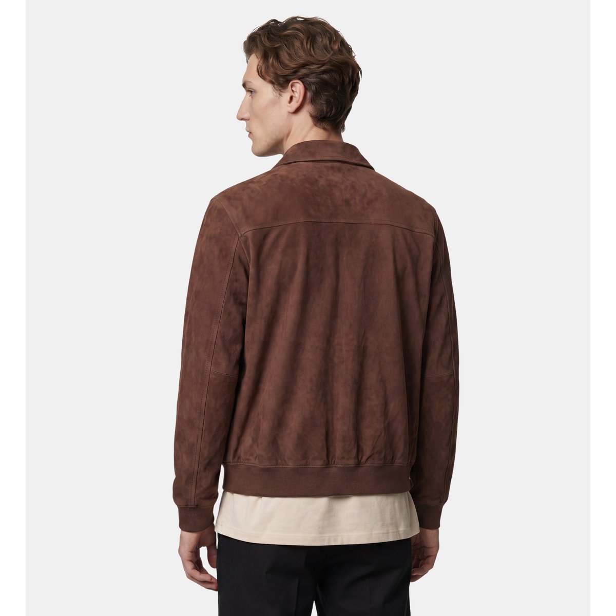 Blouson pagoat cuir suédé marron foncé, GALERIES LAFAYETTE