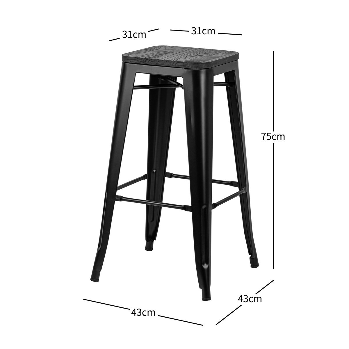 Lot de 4 tabourets de bar en métal, NASH gris metallique, NORDLYS