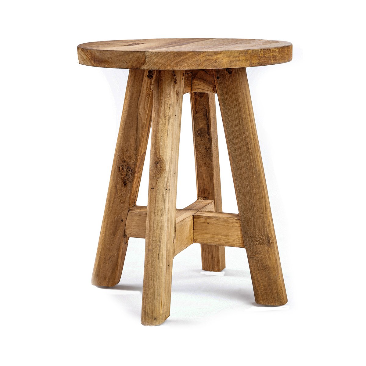 Tabouret en bois de teck ATZIRI beige, BAZAR BIZAR