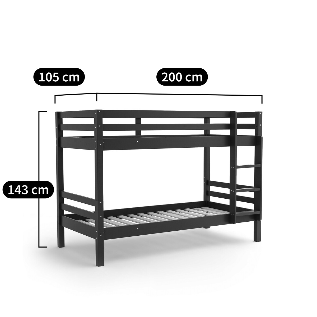 Camas litera de pino macizo, Maysar antracita, LA REDOUTE INTERIEURS