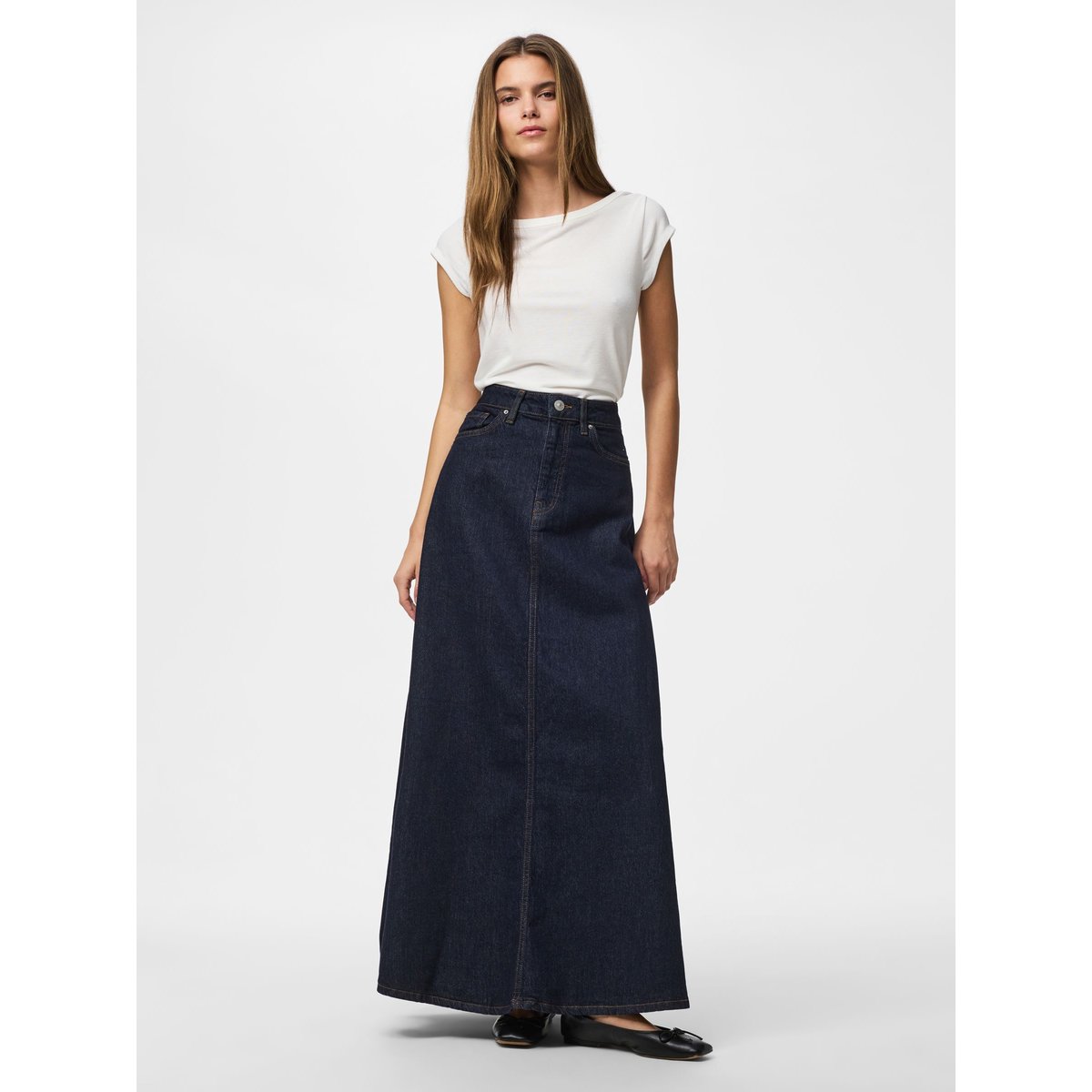 Jupe En Jean dark blue denim, PIECES