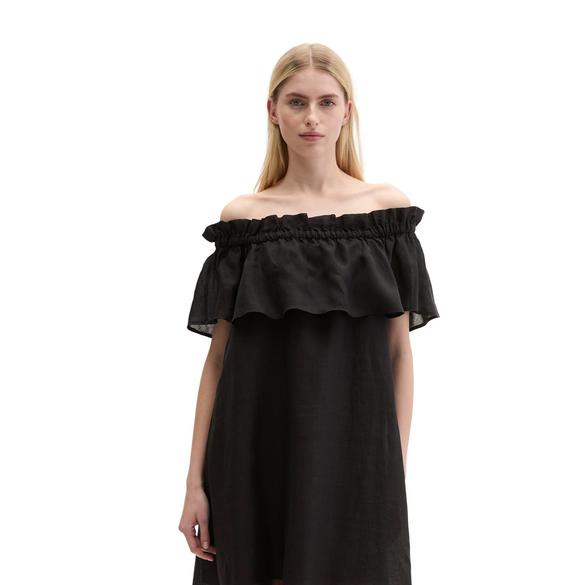 Robe Carmen loose en fibre de ramie douce noir, MARC O'POLO