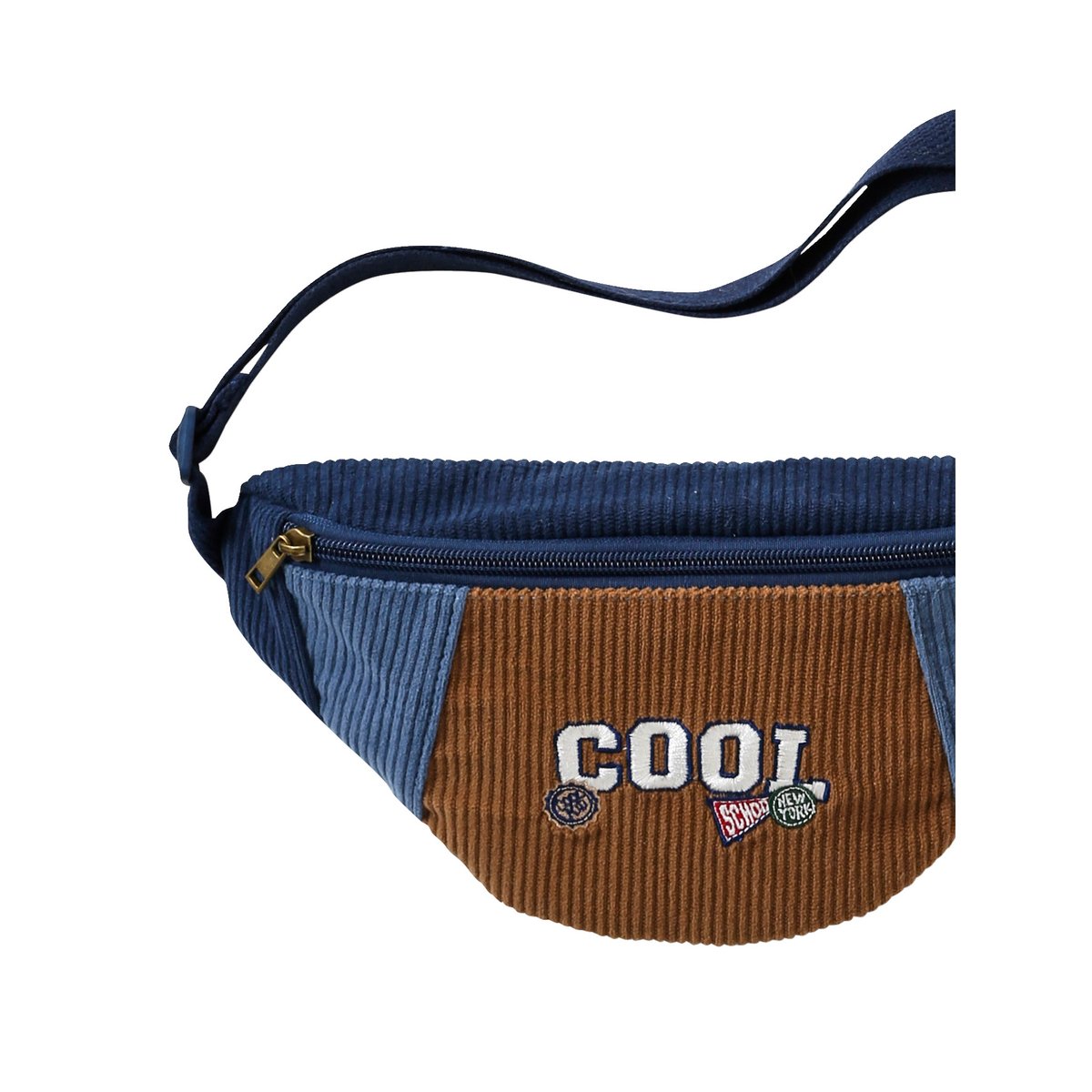 Sac banane « Cool school » en velours bleu nuit, VERTBAUDET