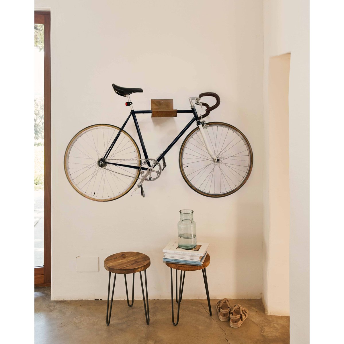 Support vélo sapin massif marron 22x20x42 cm - couleur unique, HANNUN