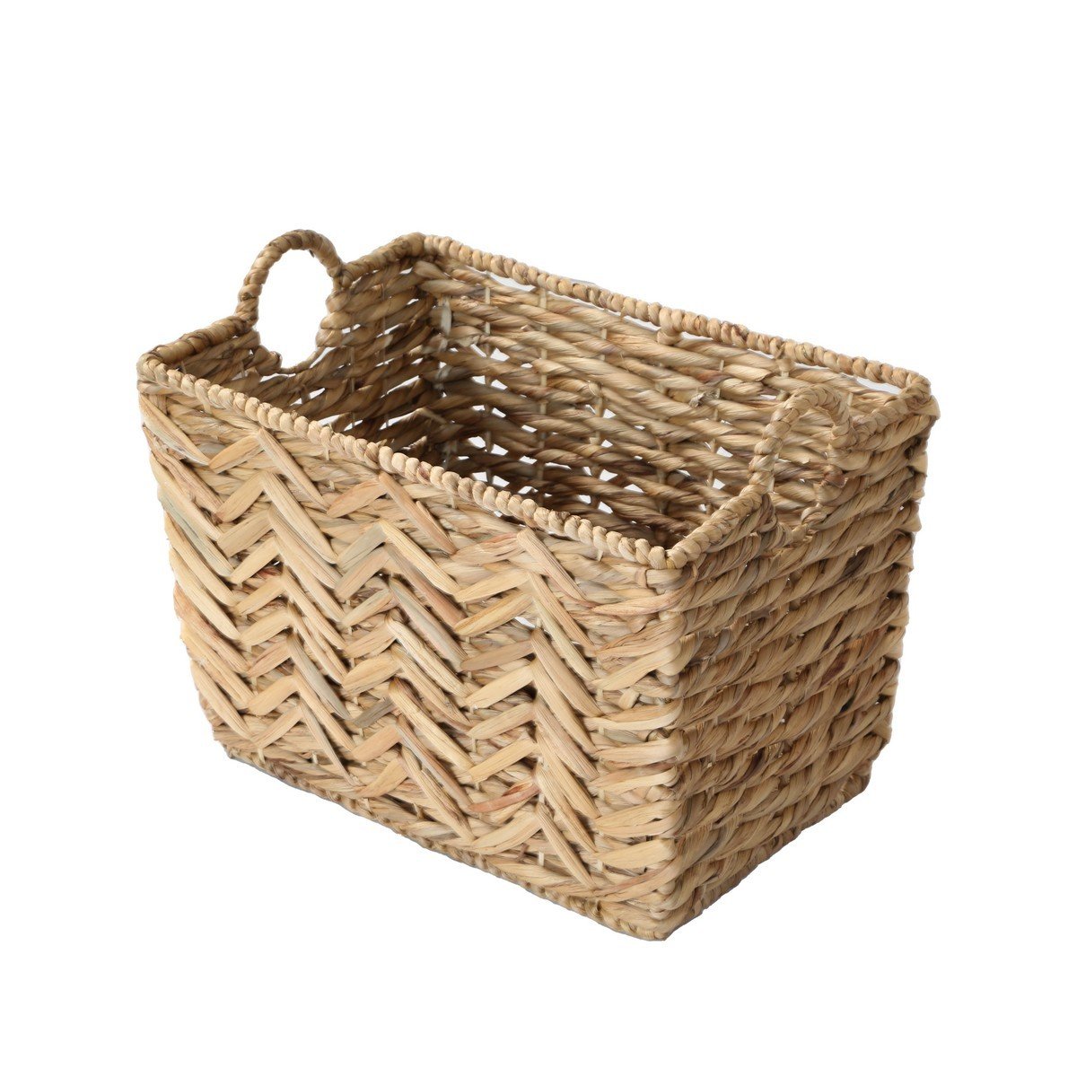 Lot de 3 paniers haut en jacinthe d'eau bois clair, CALICOSY