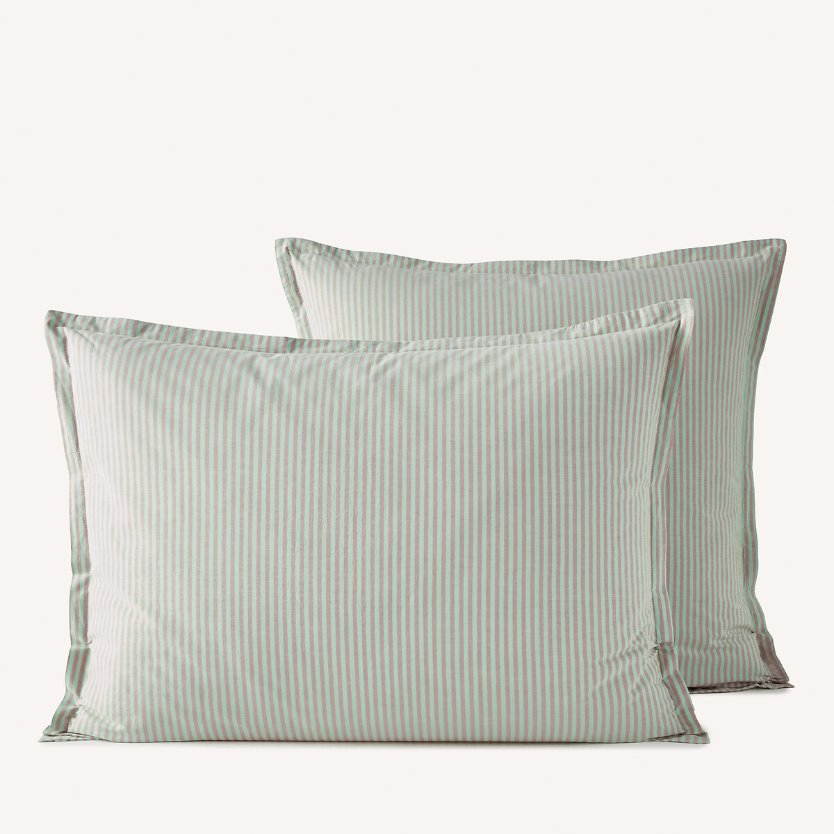 Valli Washed Percale Pillowcase mint/bronze stripe, AM.PM