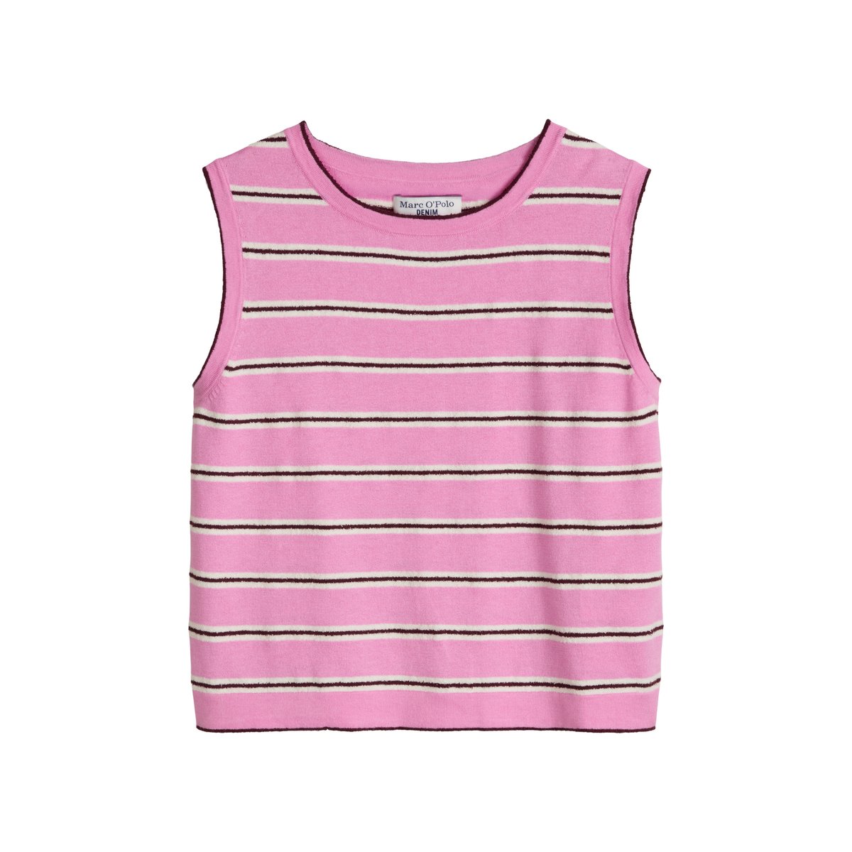 Pull en tricot sans manches regular en mélange coton-modal organique rose, MARC O’POLO DENIM