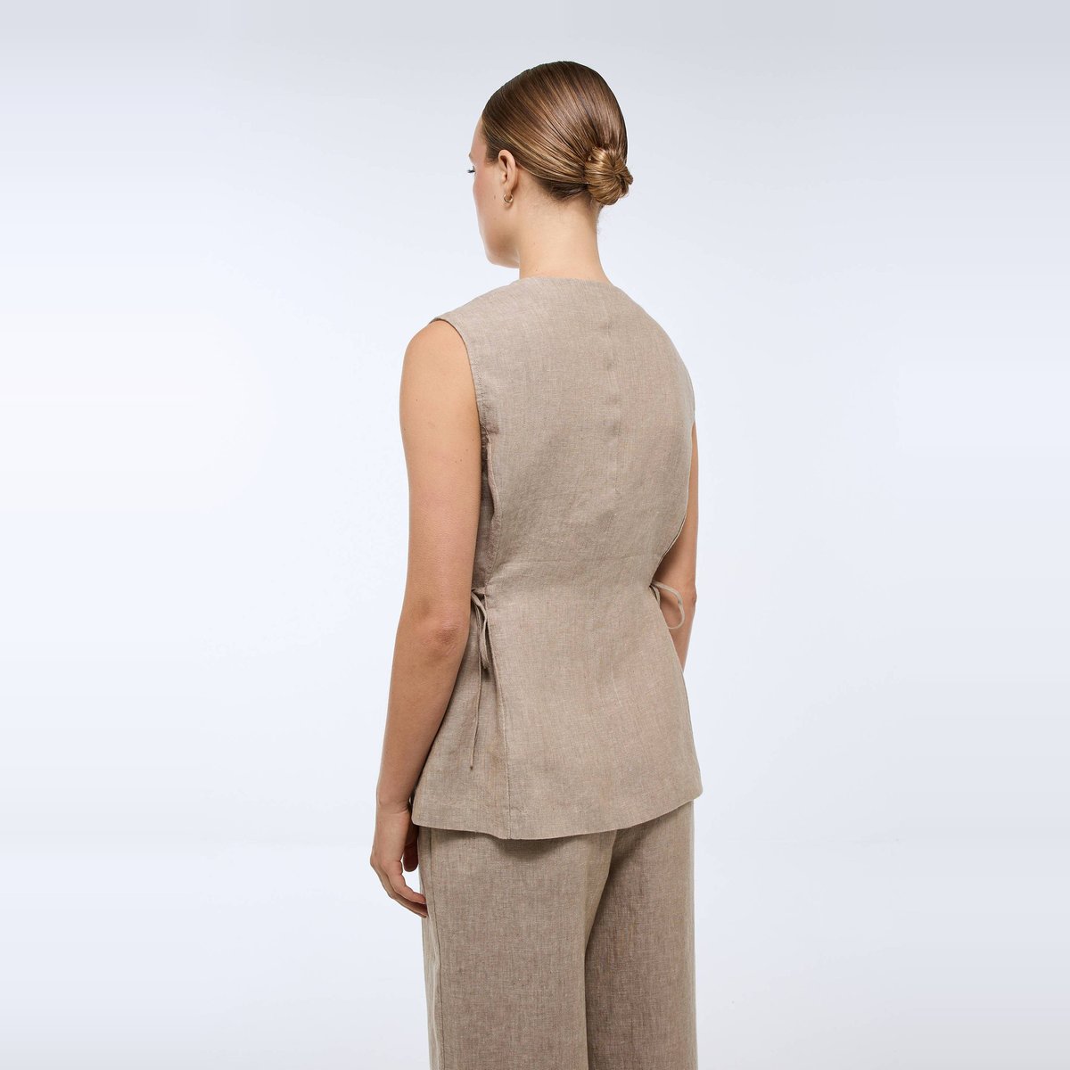Gilet en lin sans manches bones, MONOPRIX