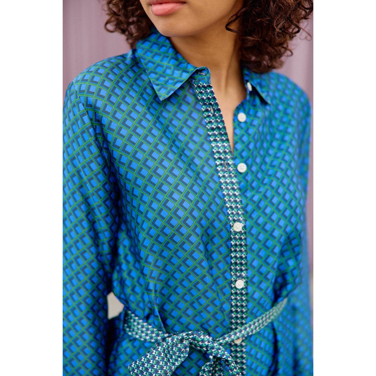 Romy Shirt Dress with Long Sleeves blue print, LA PETITE ETOILE