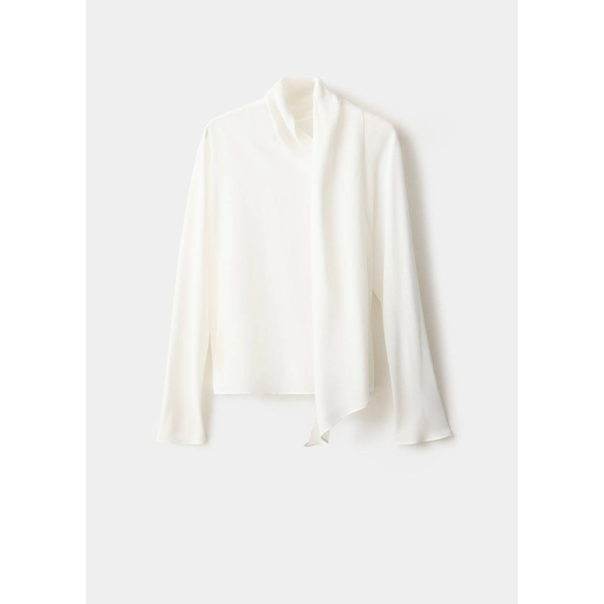 Blouse à col noué écru, MANGO