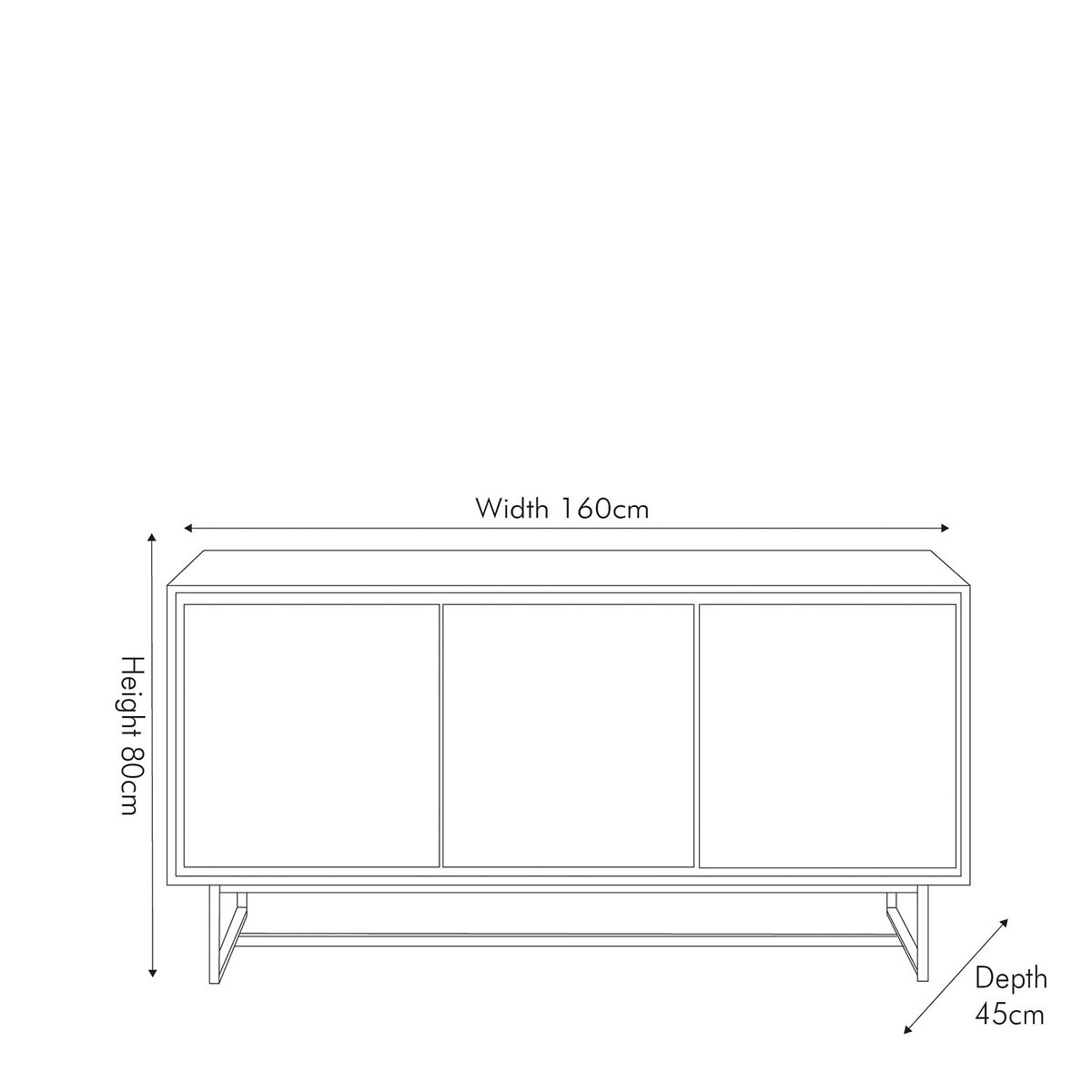 Marea Sand Wash Wood 3 Door Sideboard acacia, ÉDITÉ
