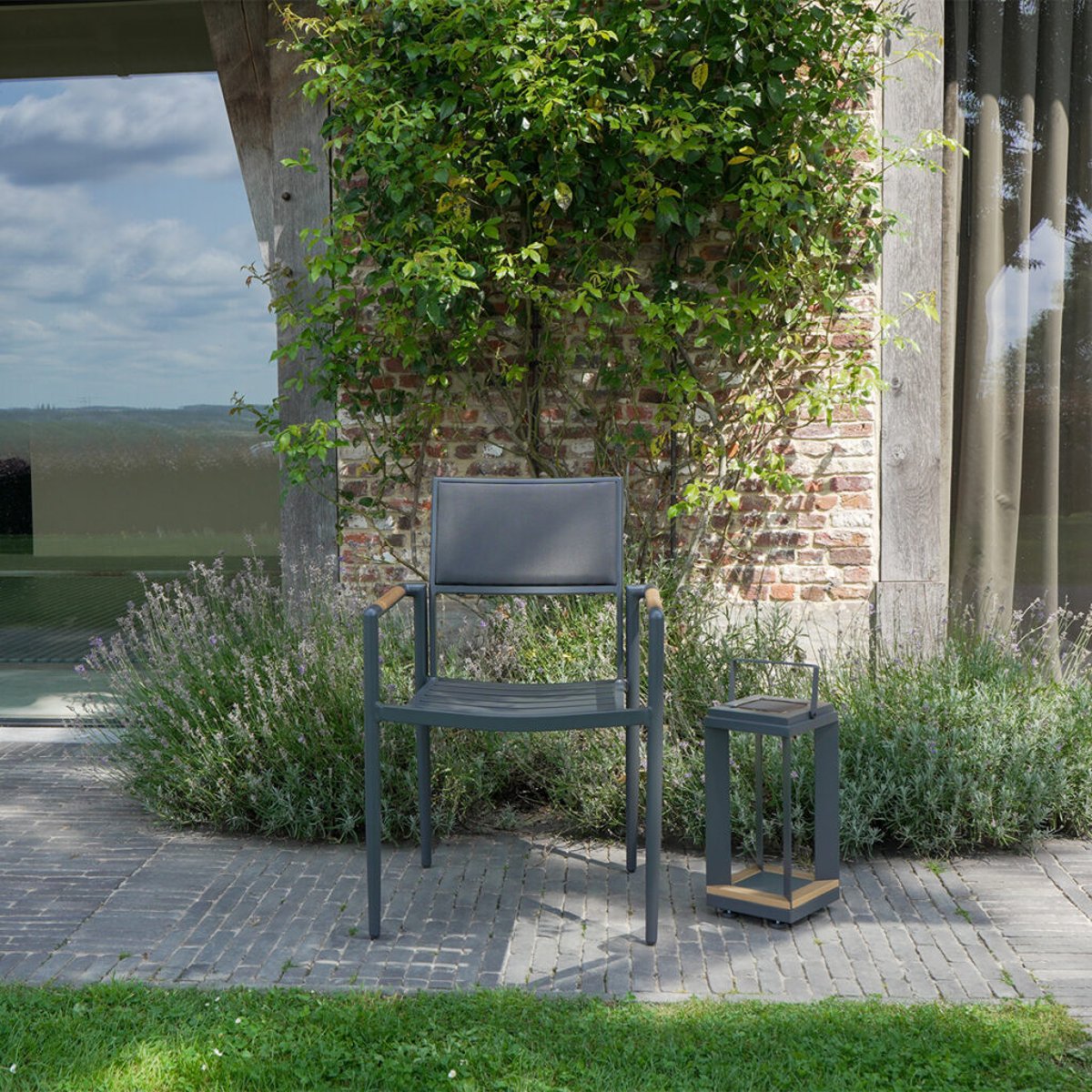 Fauteuil teck massif aluminium PIANA anthracite, WILSA GARDEN