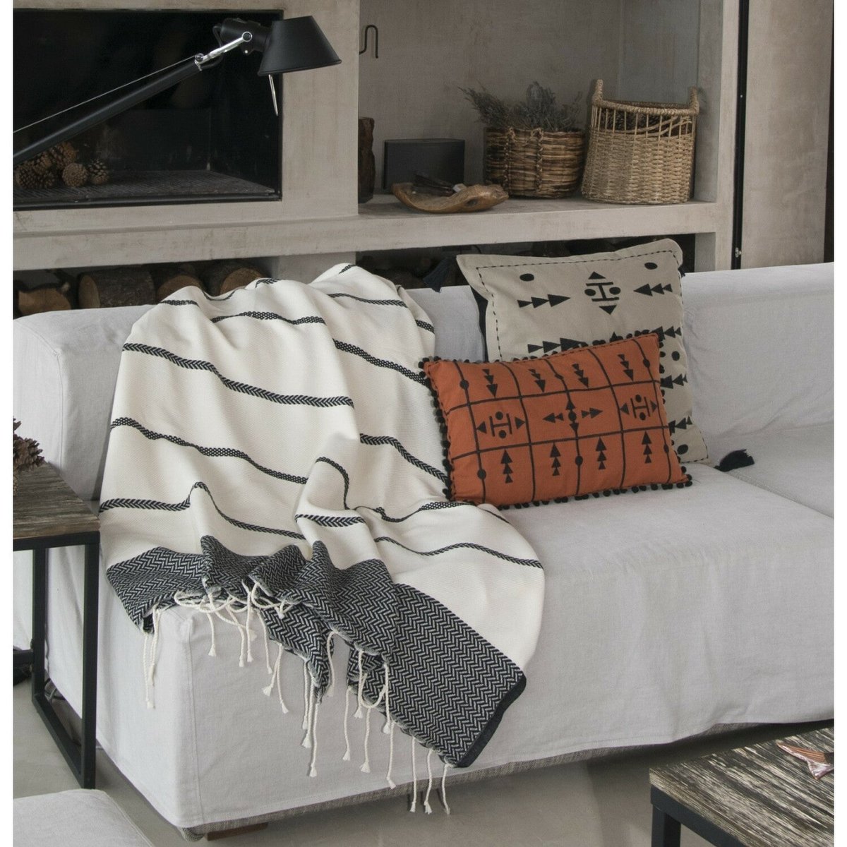 Plaid coton LIV noir, FEBRONIE