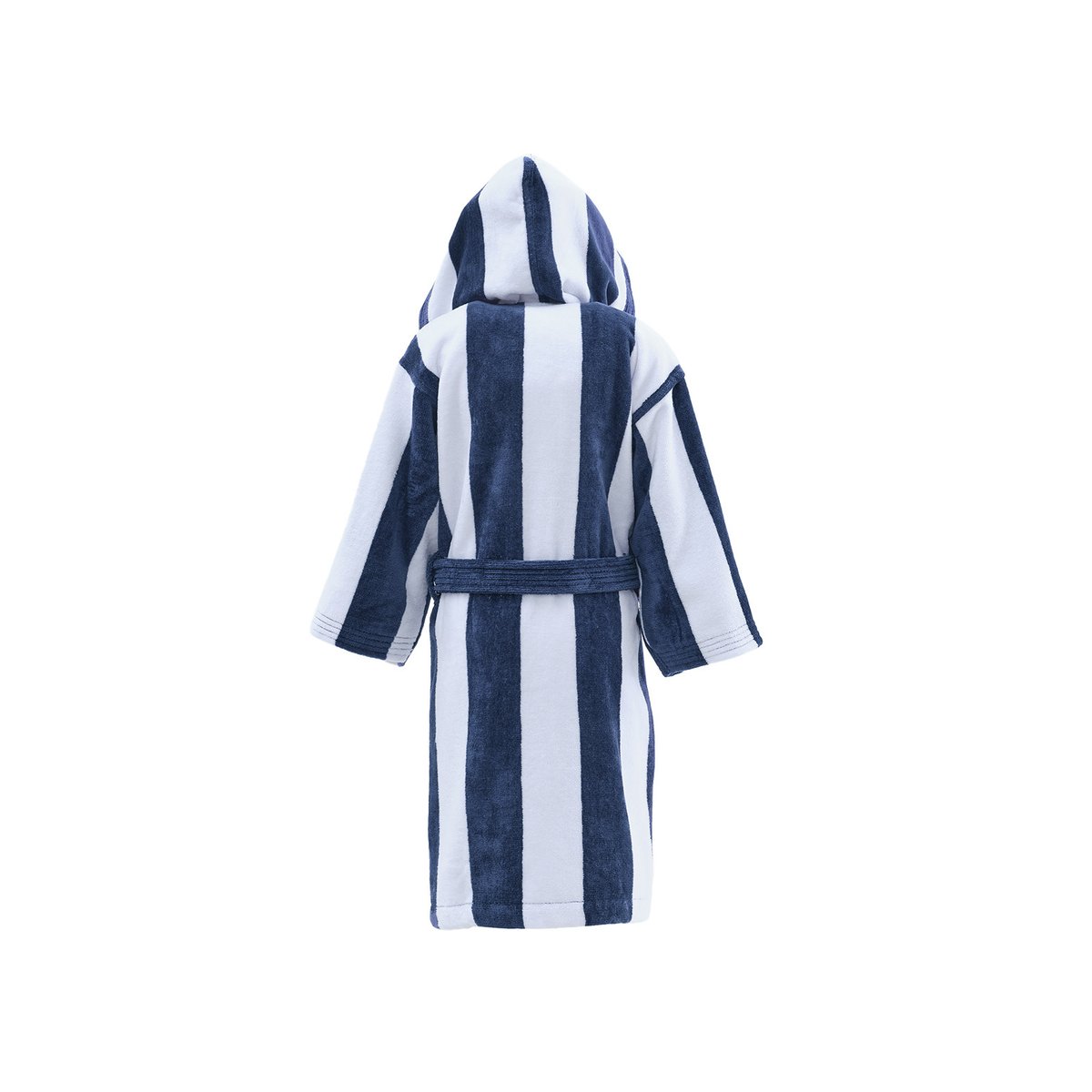 Peignoir enfant à capuche rayé velours ANTIGUA indigo, SENSEI MAISON