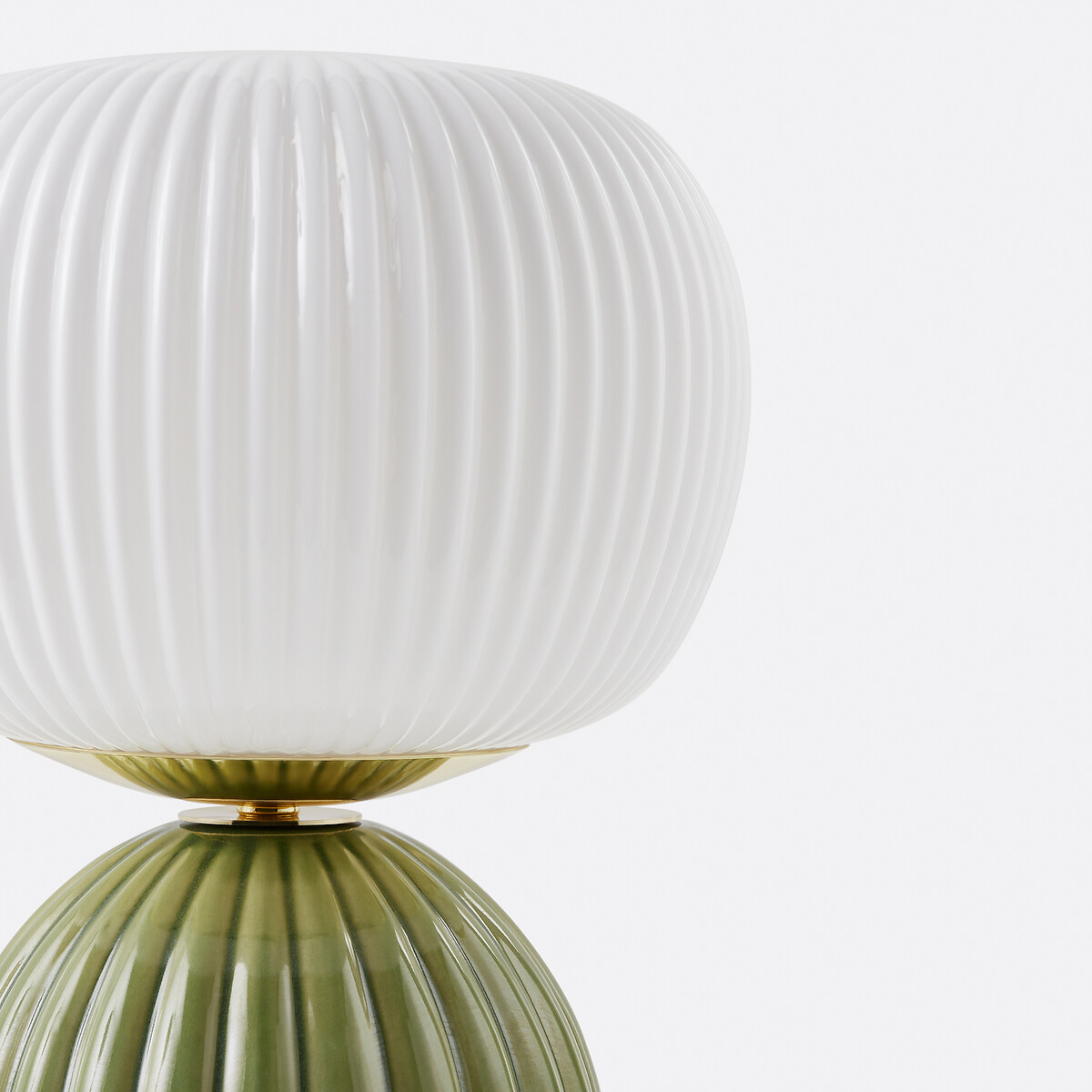 Lampada da tavolo in ceramica e vetro rigato, IZIA verde, LA REDOUTE INTERIEURS