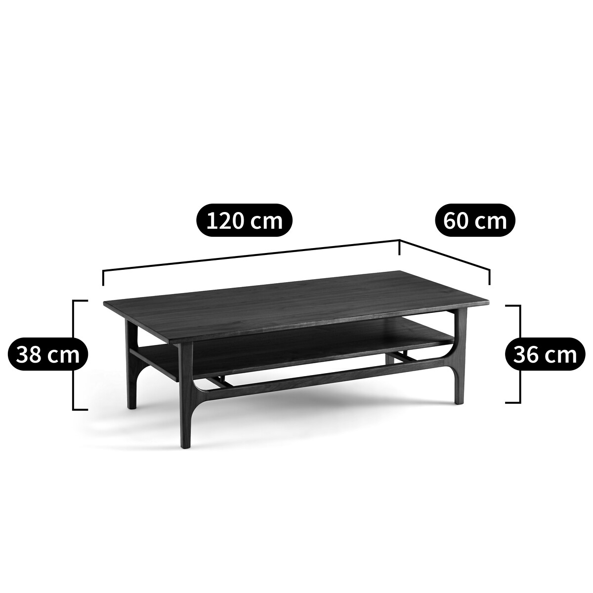 Table basse noyer et plaqué noyer, Larsen noyer, LA REDOUTE INTERIEURS