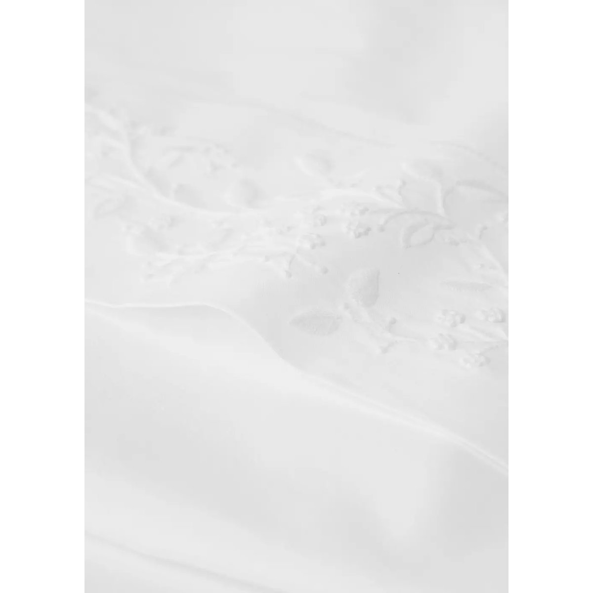 Drap plat percale de coton broderie fleur lit 90 cm blanc, MANGO HOME