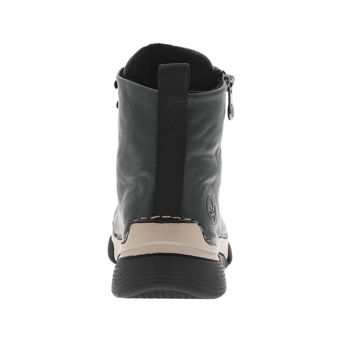 Bottines à talon compensé bas avec des lacets et un zip latéral grises, RIEKER