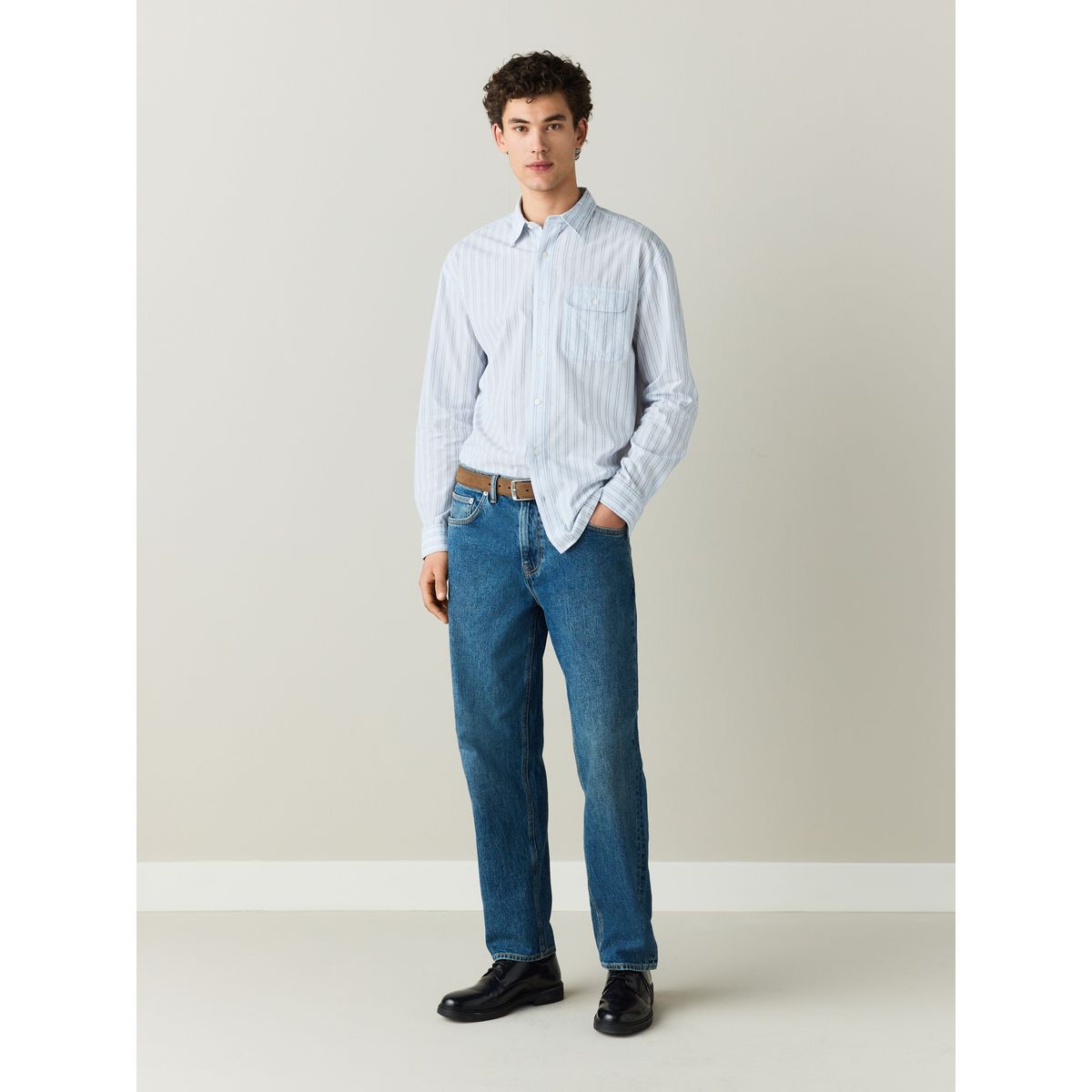 Jean avec ceinture jean bleu moyen, NEXT