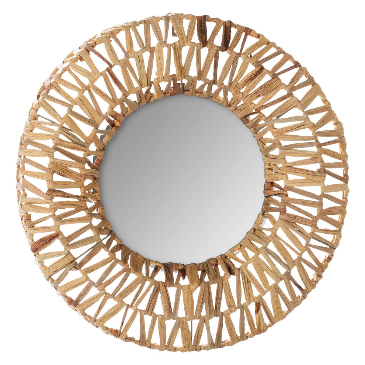 Miroir tressé en fibres naturelles BEATRIZ beige moyen, ATMOSPHERA