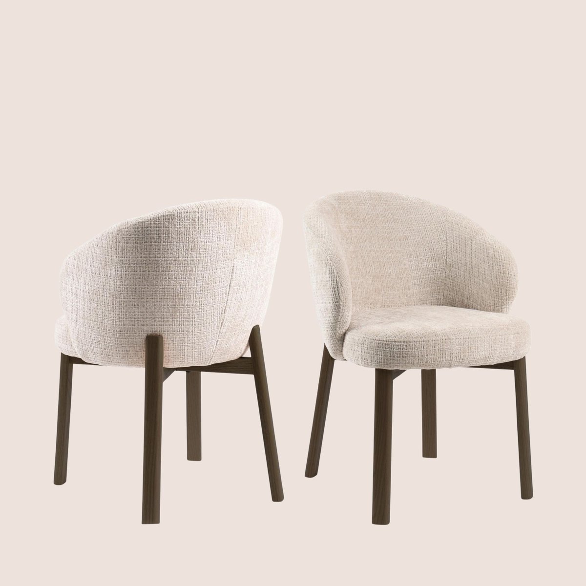 Chaises en tissu beige et pieds chêne fumé (lot de 2) - YUNA beige, HELLIN, DEPUIS 1862