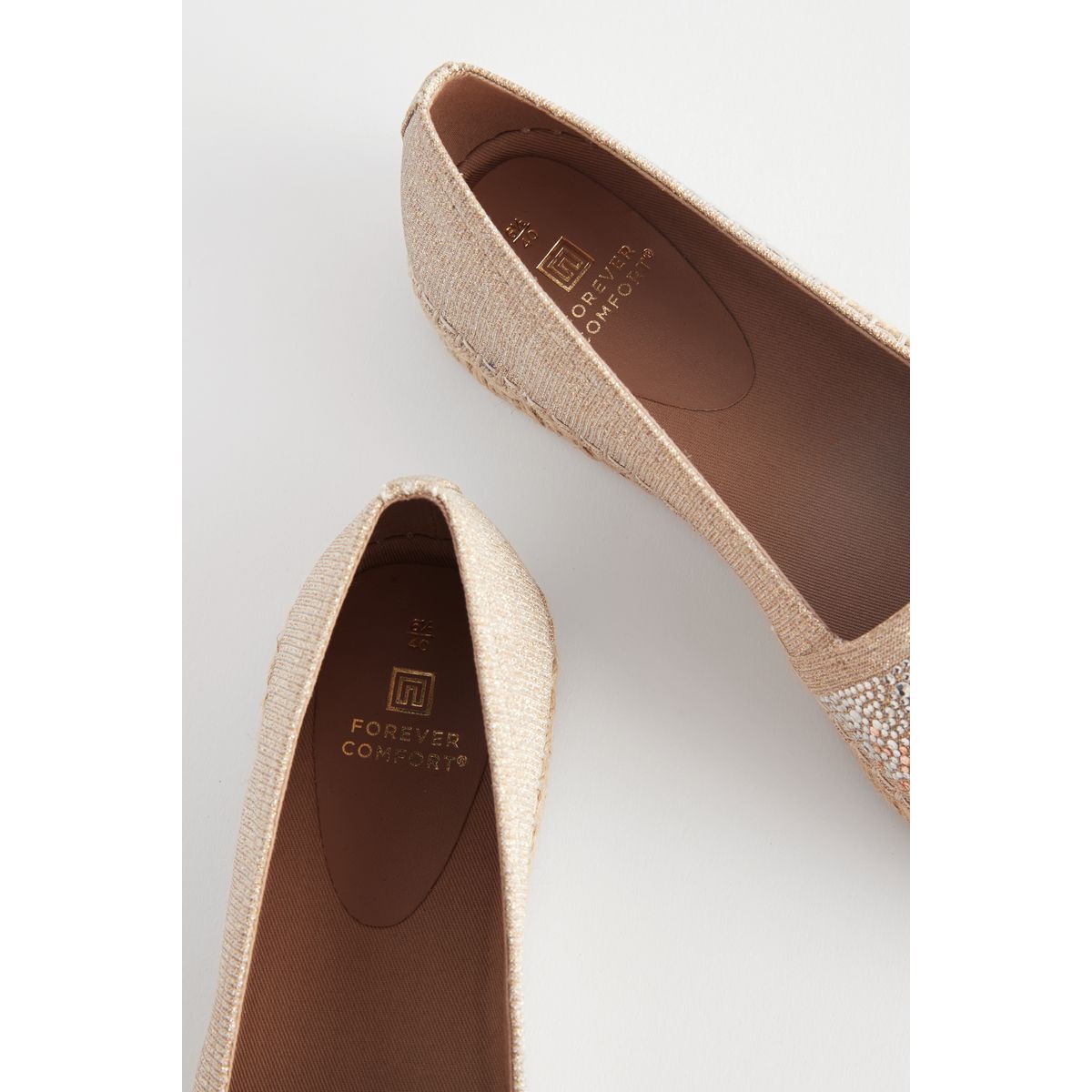 Espadrilles plates coupe classique or rose, NEXT